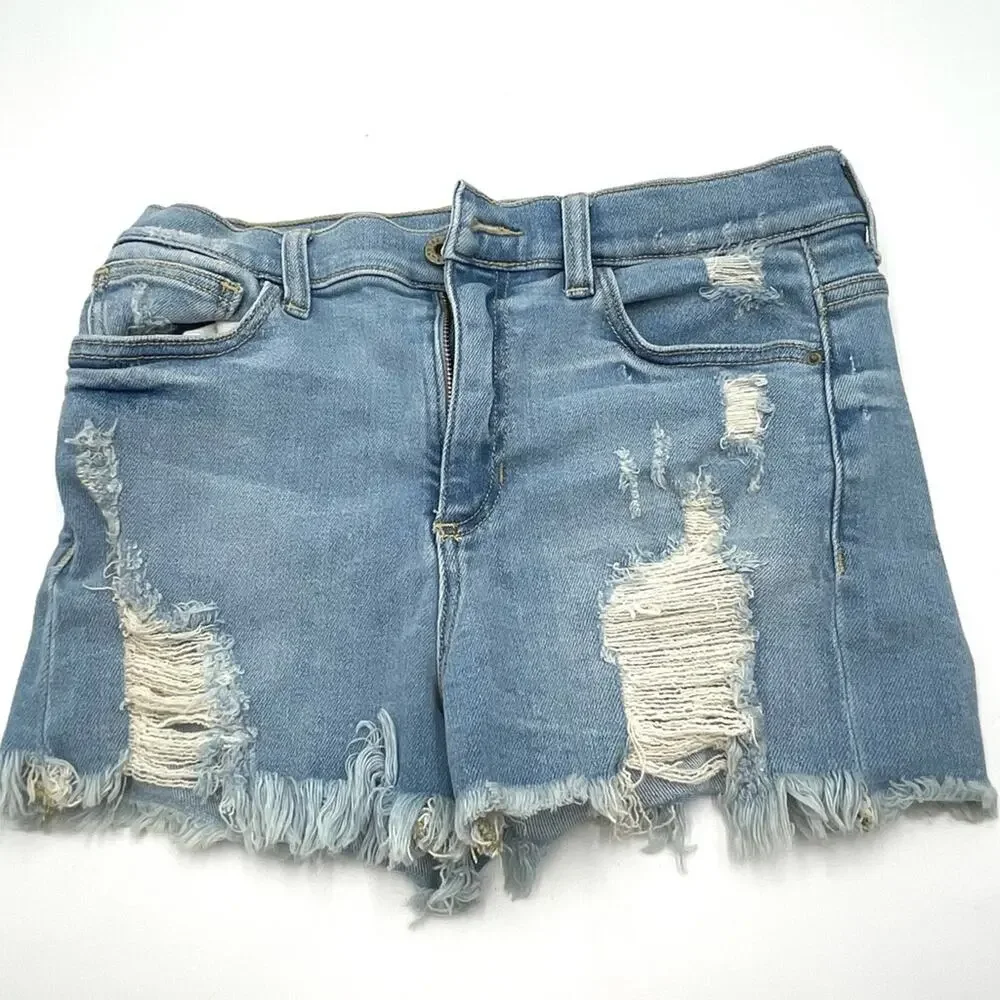 SNEAK PEEK women's distressed high-rise denim shorts size MEDIUM
